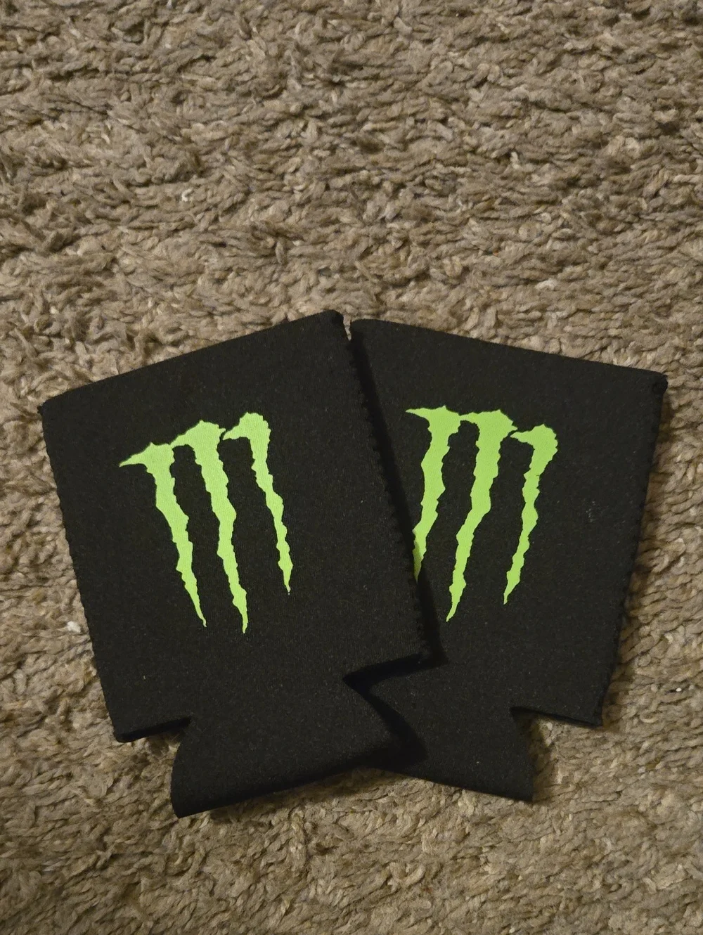 Energy Black Foam Can Koozie - Neon Green Logo (Pair)